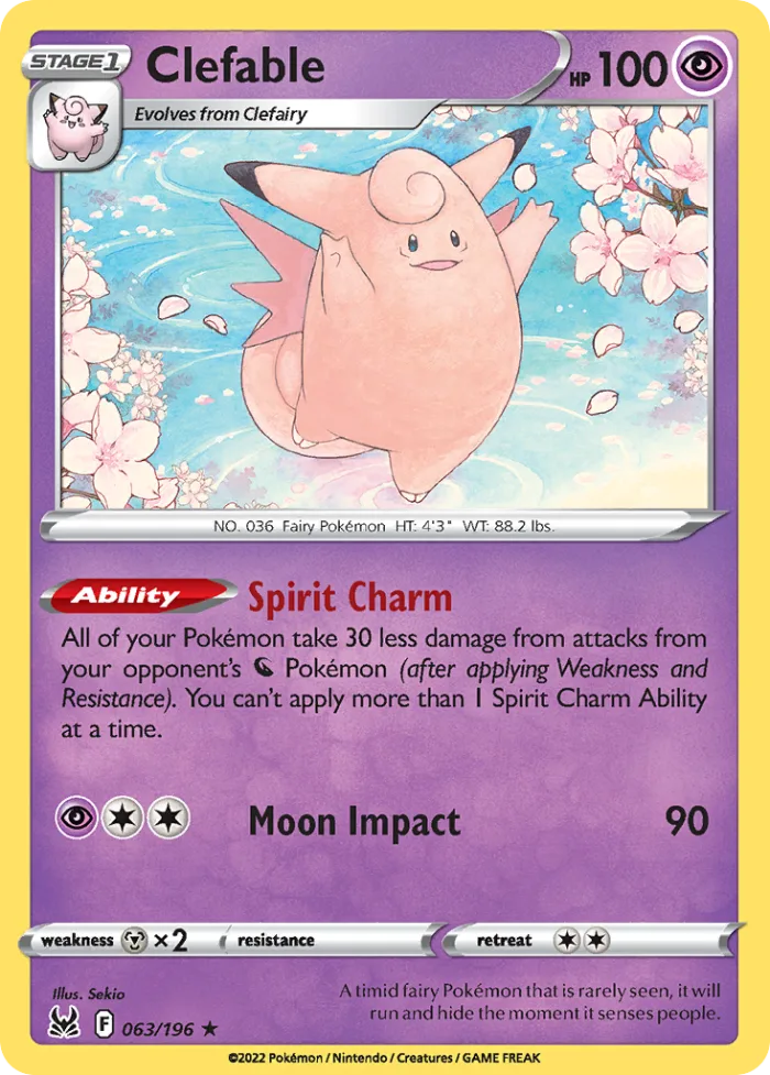 Clefable #63 Lost Origin Pokemon card