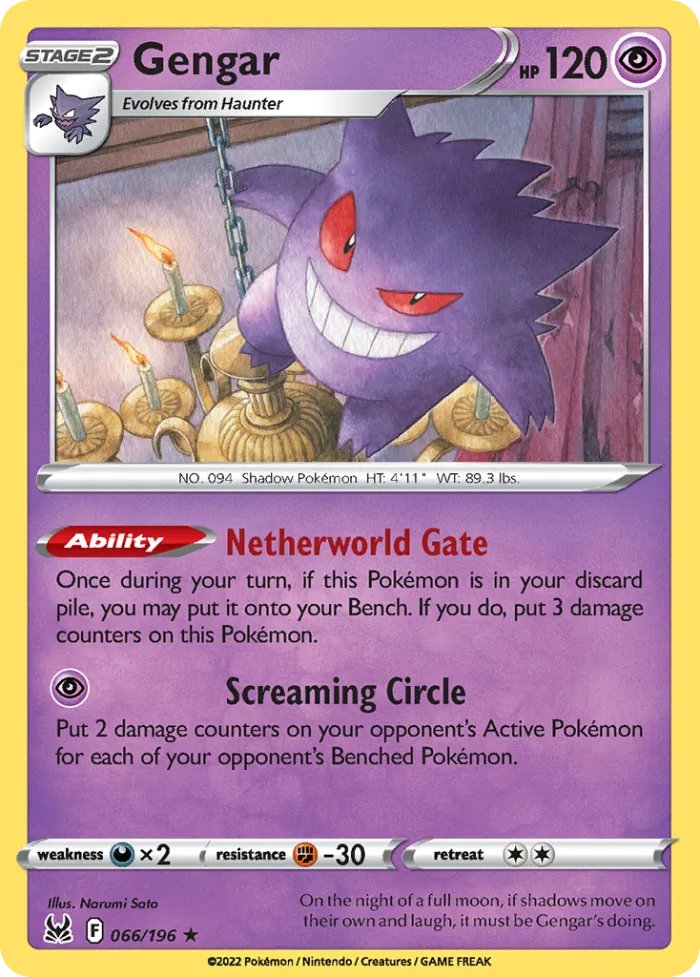 Gengar #66 Lost Origin Pokemon card