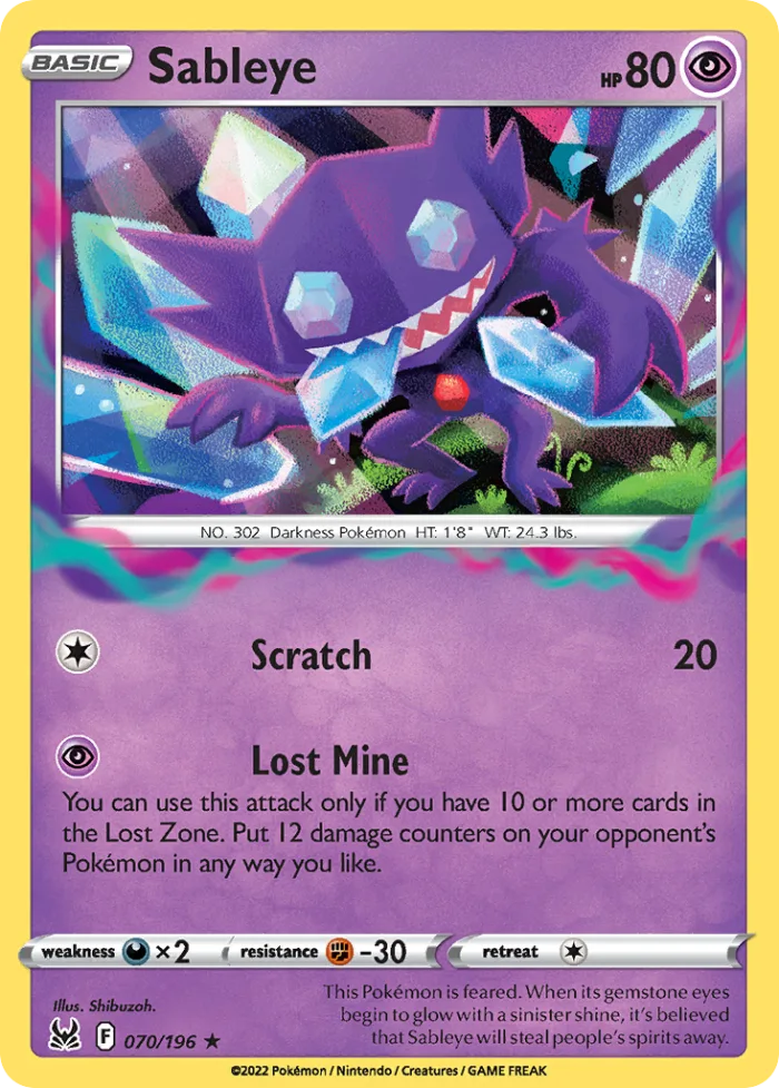 Sableye #70 Lost Origin Pokemon card