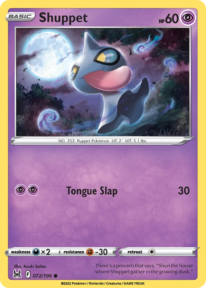 Shuppet #72 Lost Origin Pokemon card