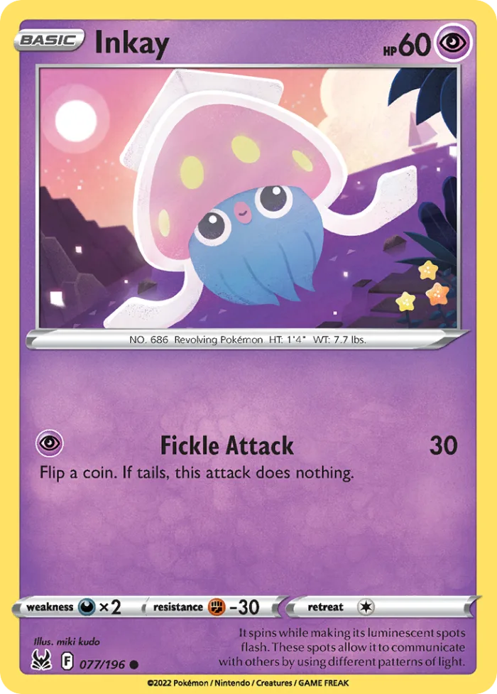 Inkay #77 Lost Origin Pokemon card