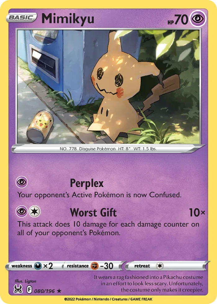 Mimikyu #80 Lost Origin Pokemon card