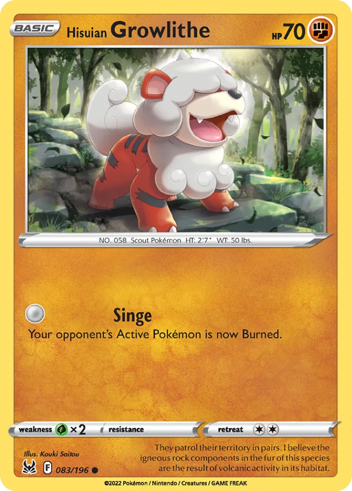 Hisuian Growlithe #83 Lost Origin Pokemon card