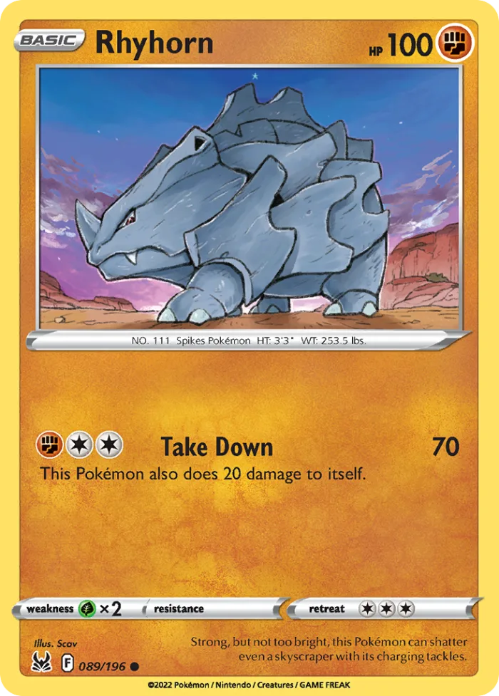Rhyhorn #89 Lost Origin Pokemon card