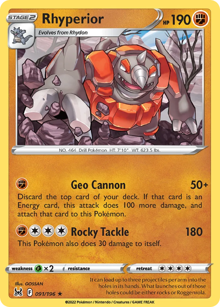 Rhyperior #91 Lost Origin Pokemon card