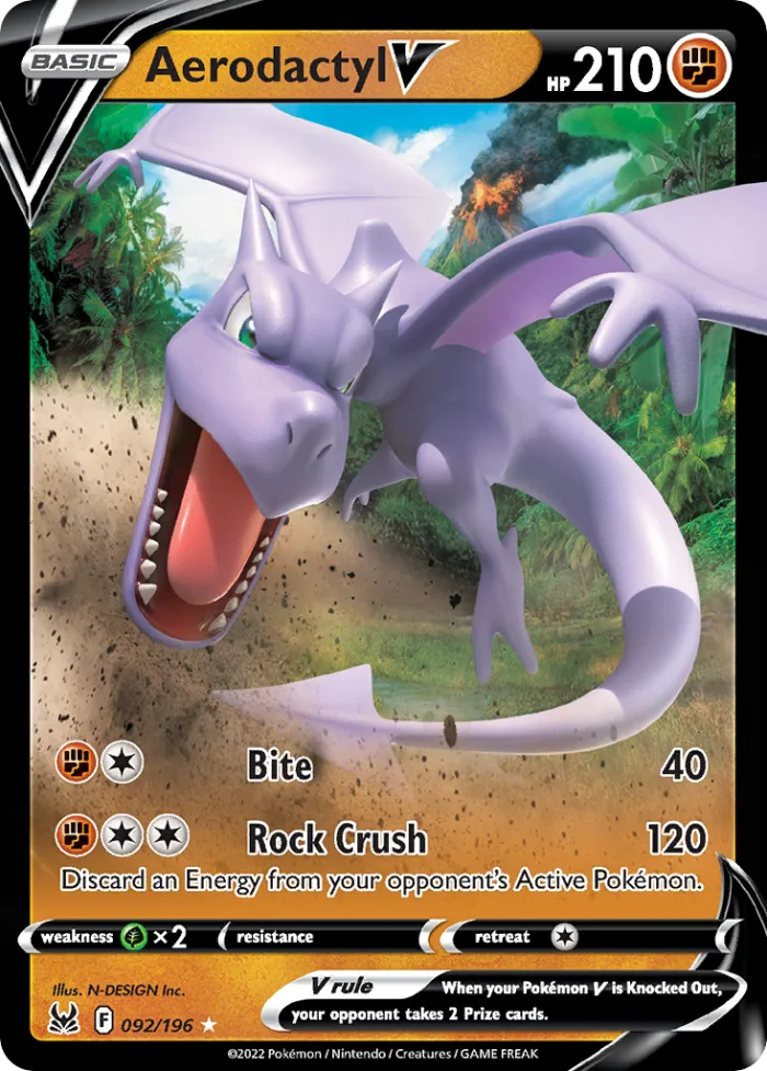 Aerodactyl V #92 Lost Origin Pokemon card