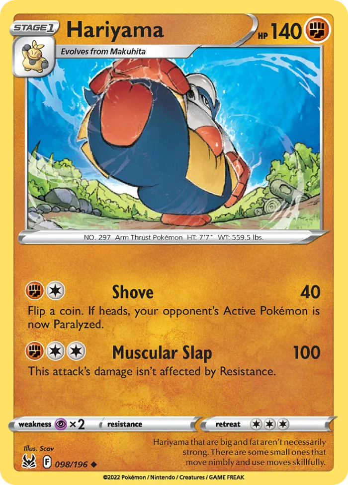 Hariyama #98 Lost Origin Pokemon card