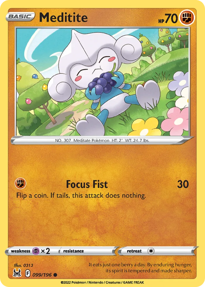 Meditite #99 Lost Origin Pokemon card