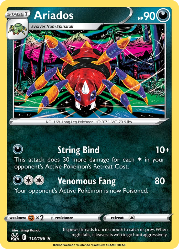 Ariados #113 Lost Origin Pokemon card