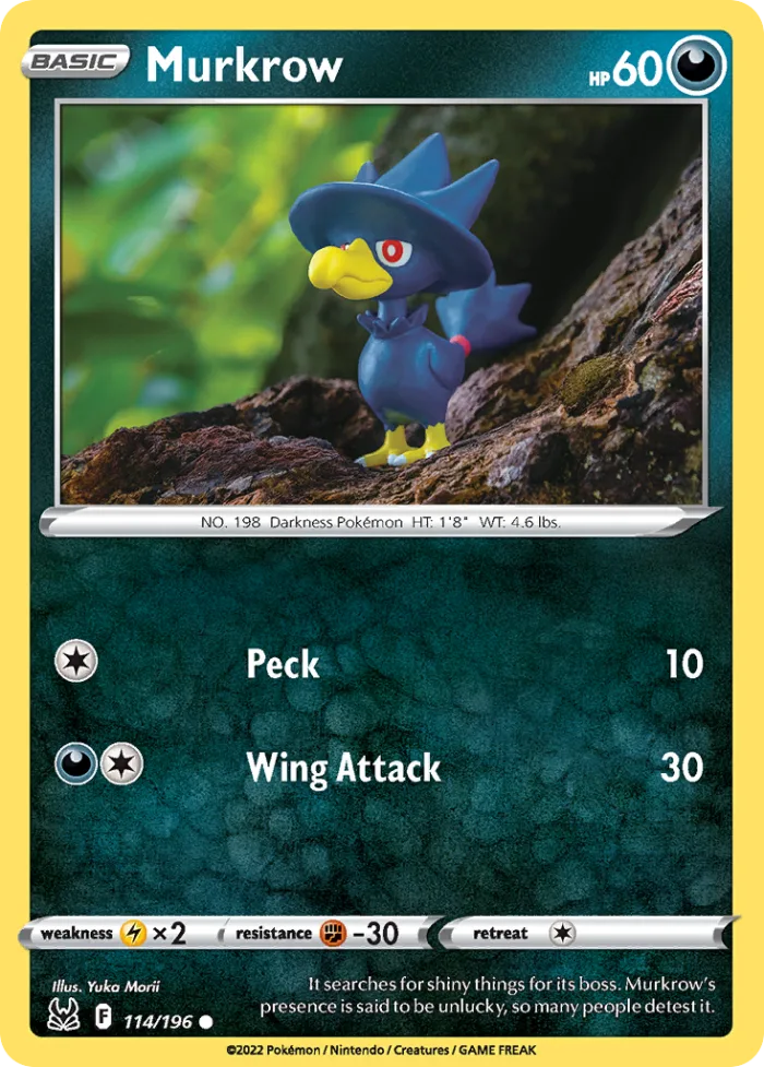 Murkrow #114 Lost Origin Pokemon card
