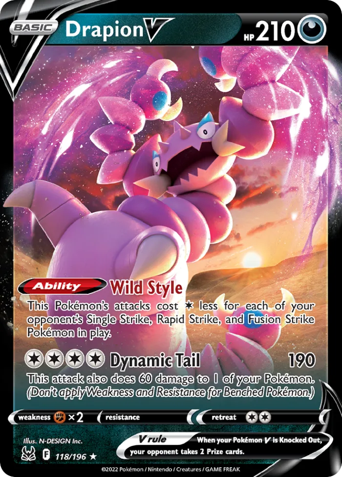 Drapion V #118 Lost Origin Pokemon card