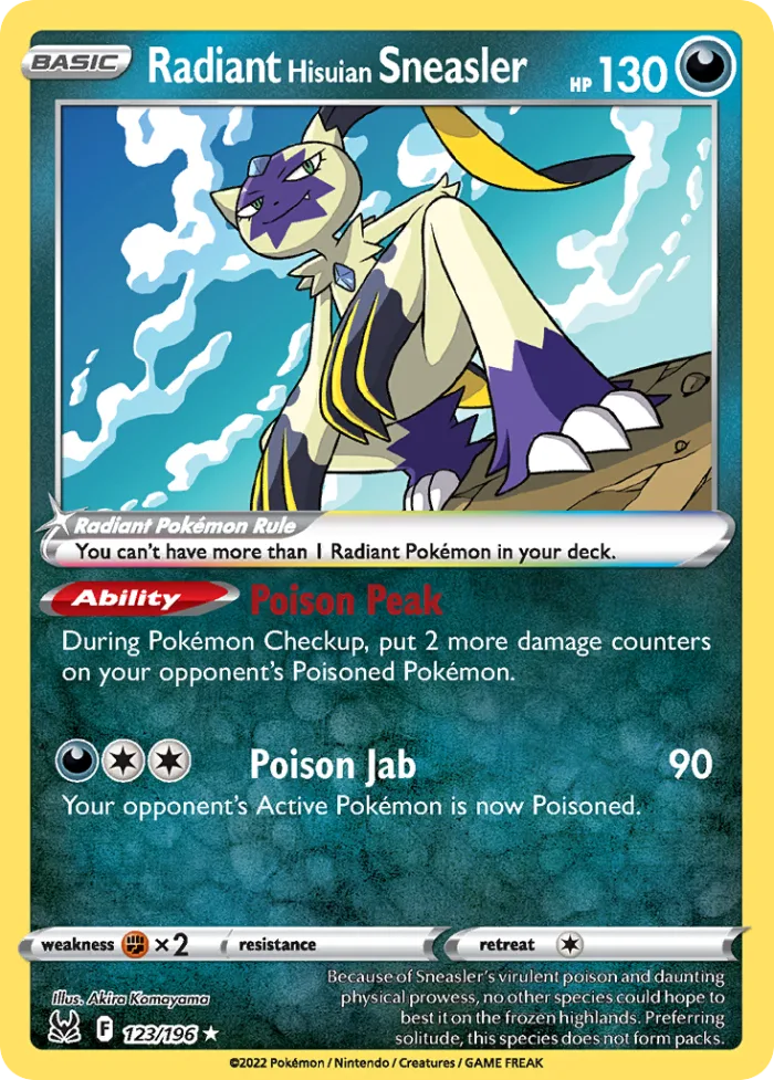 Radiant Hisuian Sneasler #123 Lost Origin Pokemon card