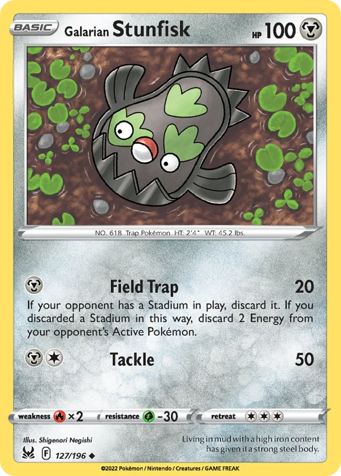 Galarian Stunfisk #127 Lost Origin Pokemon card