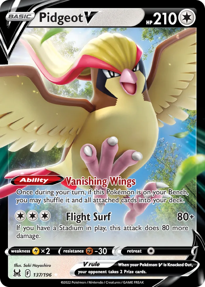 Pidgeot V #137 Lost Origin Pokemon card