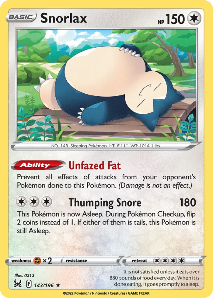 Snorlax #143 Lost Origin Pokemon card