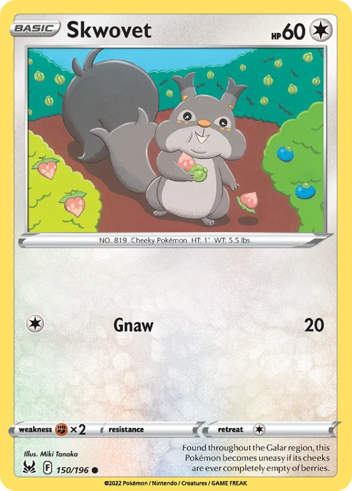 Skwovet #150 Lost Origin Pokemon card