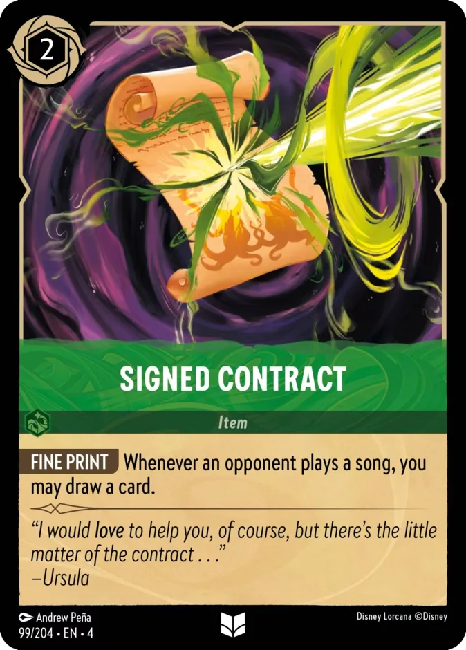 Signed Contract #99 Ursula's Return Disney Lorcana card