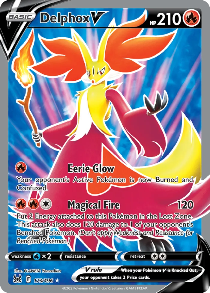 Delphox V #173 Lost Origin Pokemon card