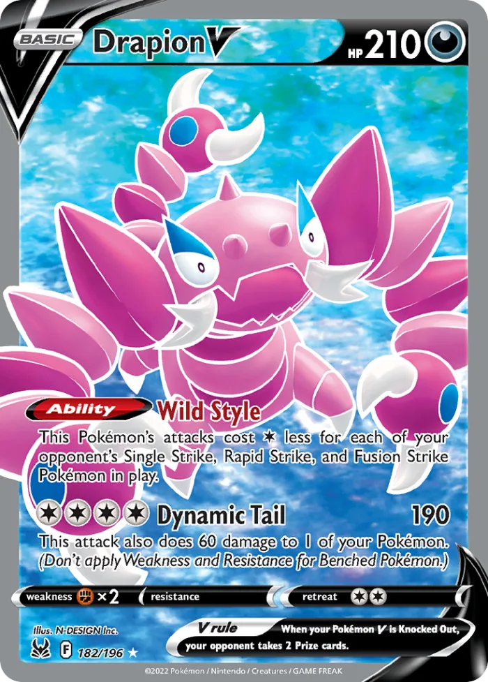 Drapion V #182 Lost Origin Pokemon card