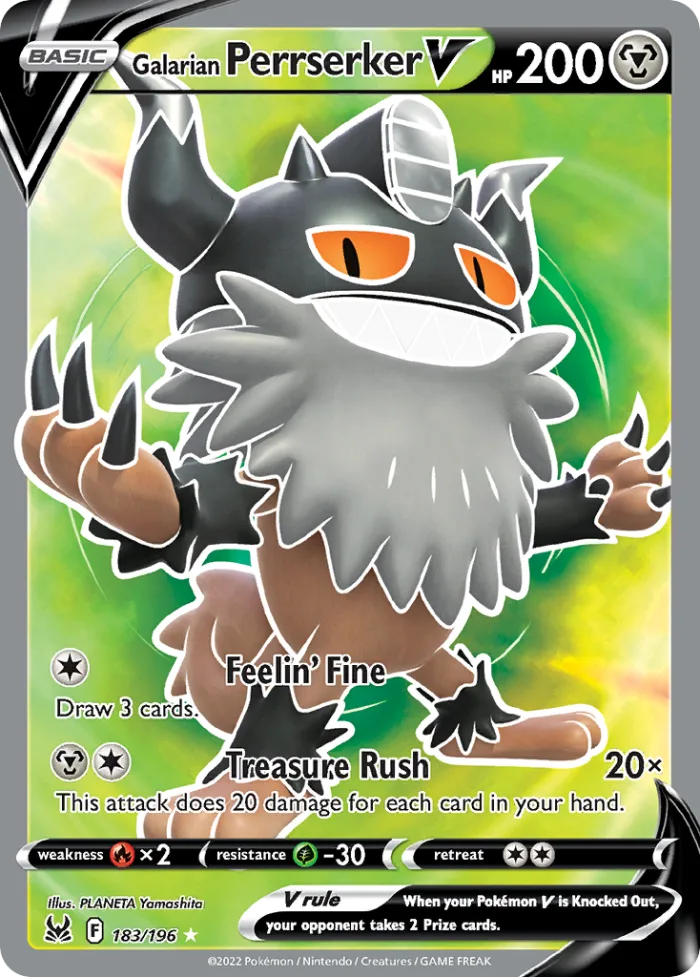 Galarian Perrserker V #183 Lost Origin Pokemon card