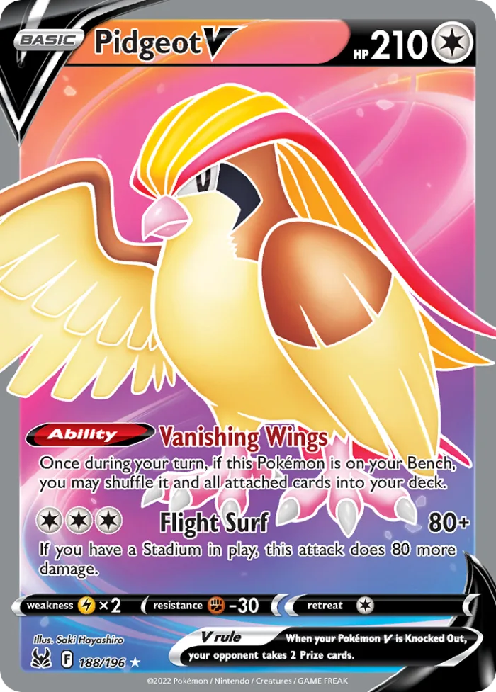 Pidgeot V #188 Lost Origin Pokemon card