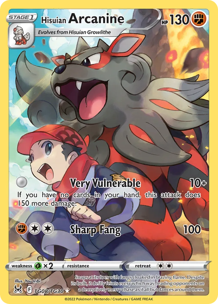 Hisuian Arcanine #TG08 Lost Origin Pokemon card