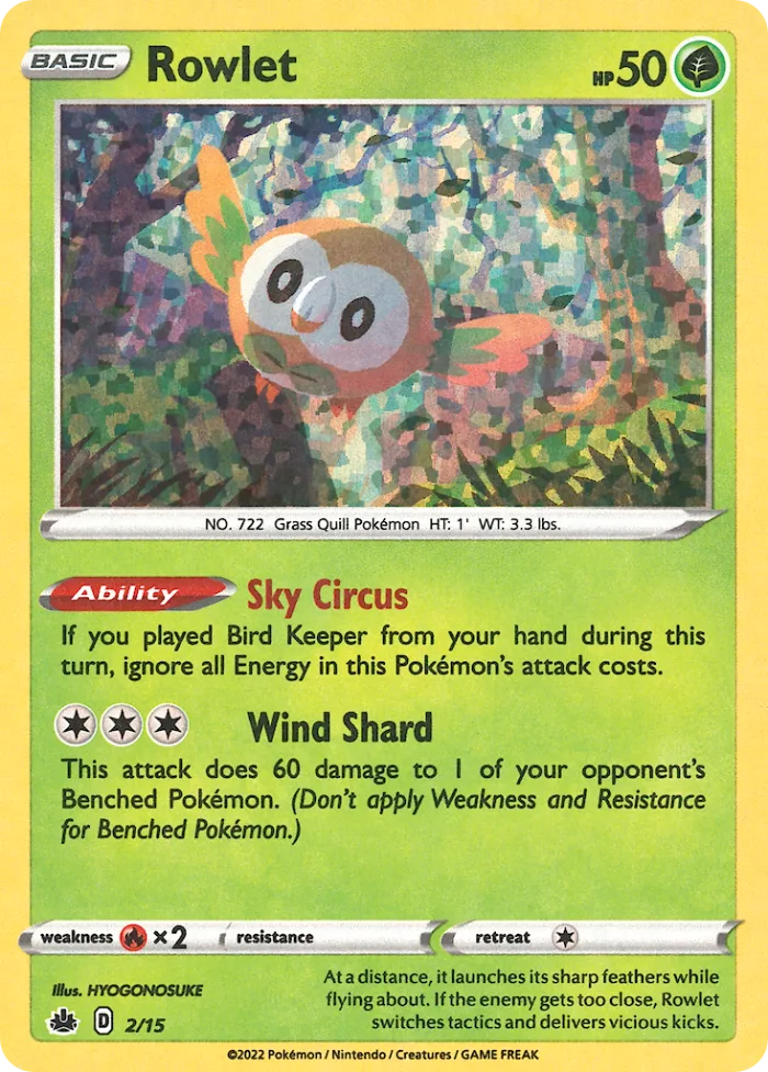 Rowlet #2 McDonald's Collection 2022 Pokemon card