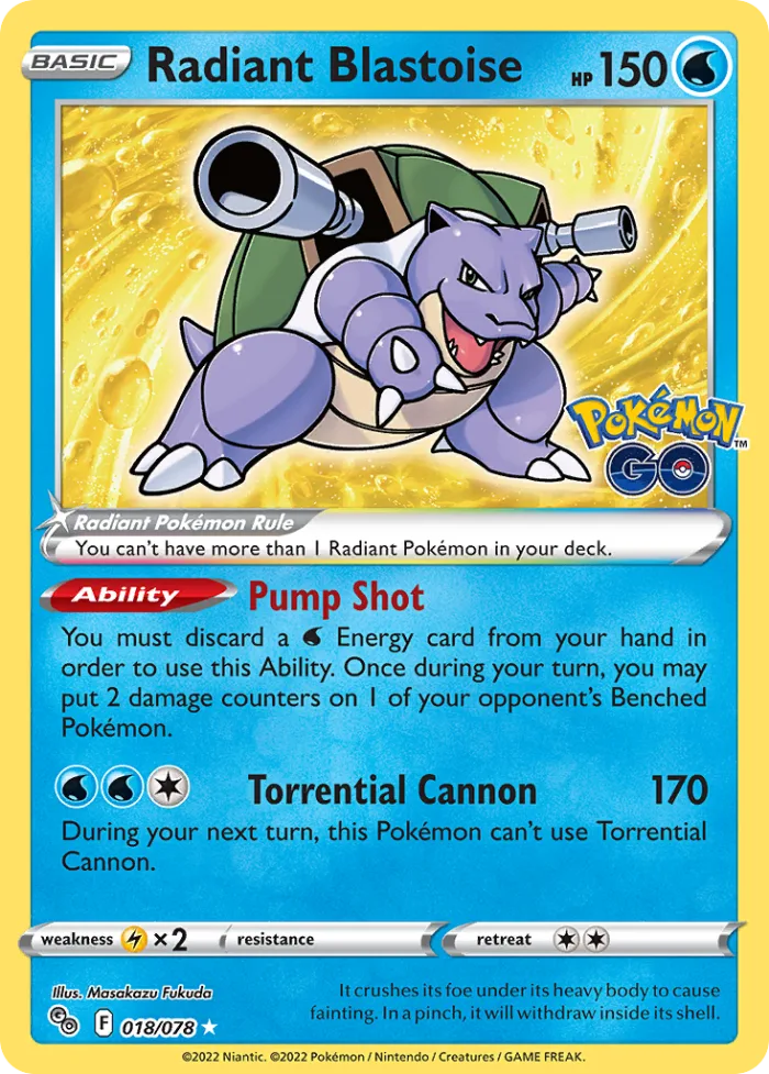 Radiant Blastoise #18 Pokémon GO Pokemon card