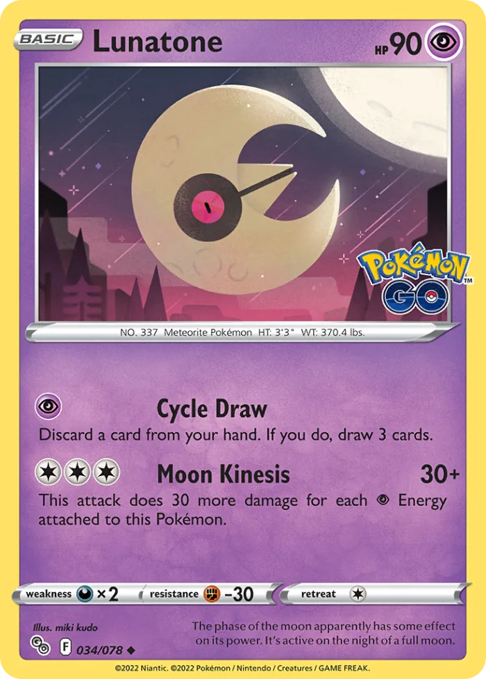 Lunatone #34 Pokémon GO Pokemon card