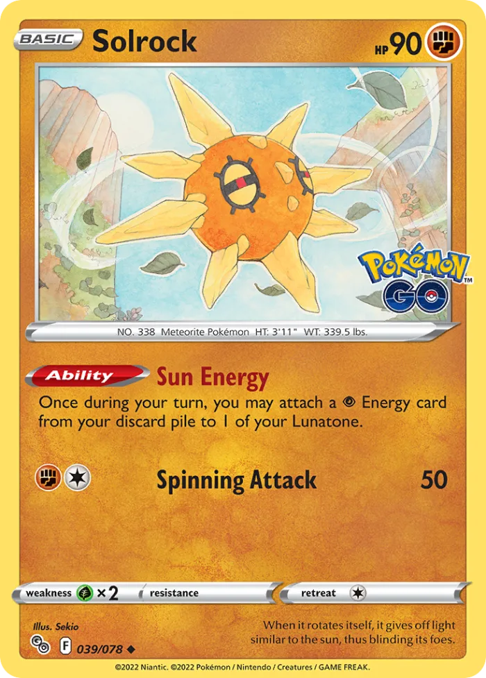 Solrock #39 Pokémon GO Pokemon card