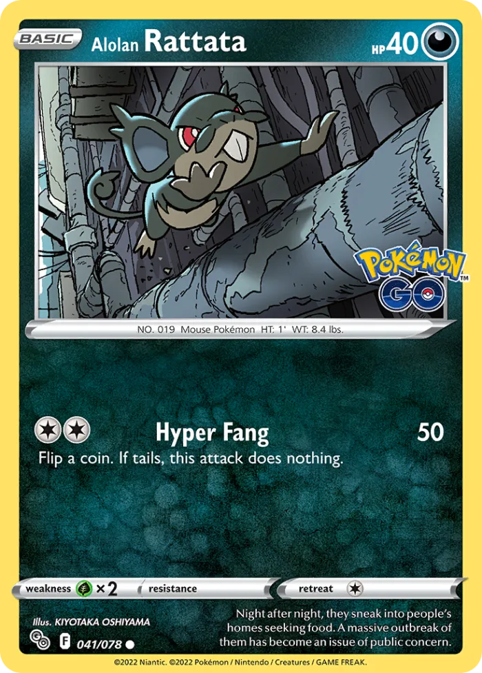 Alolan Rattata #41 Pokémon GO Pokemon card