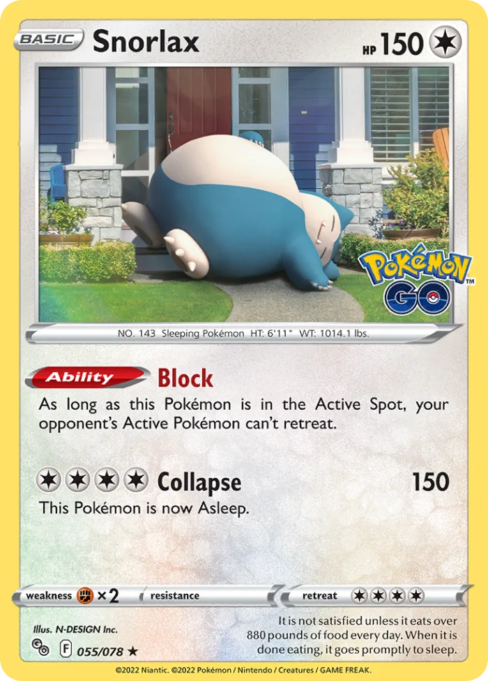 Snorlax #55 Pokémon GO Pokemon card