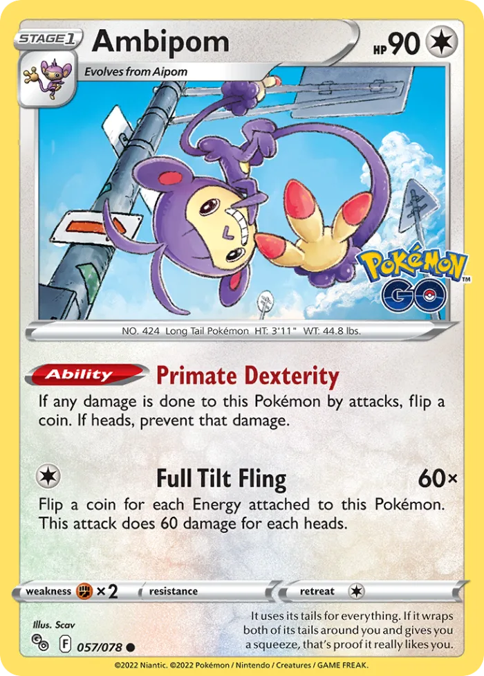 Ambipom #57 Pokémon GO Pokemon card