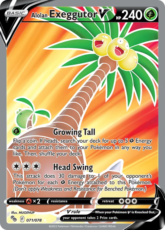 Alolan Exeggutor V #71 Pokémon GO Pokemon card
