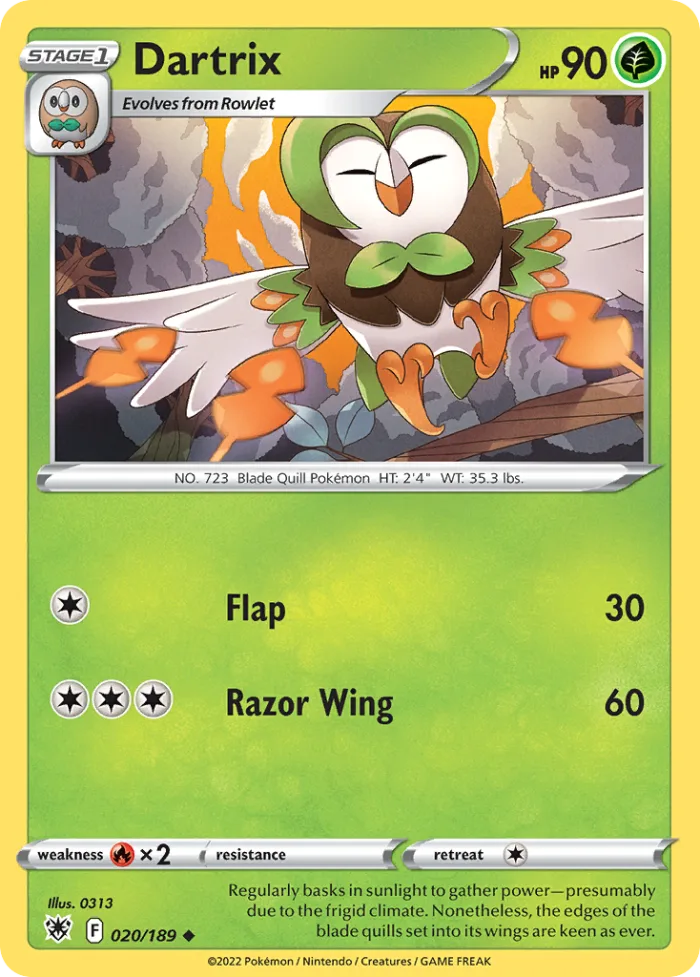 Dartrix #20 Astral Radiance Pokemon card