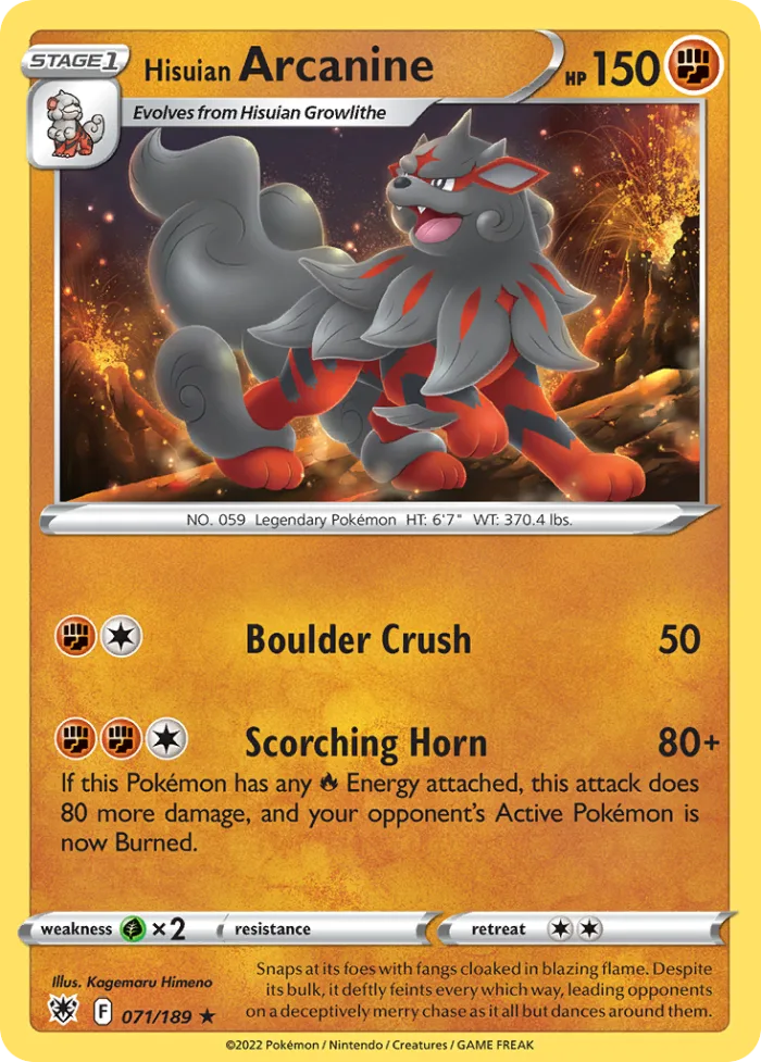 Hisuian Arcanine #71 Astral Radiance Pokemon card