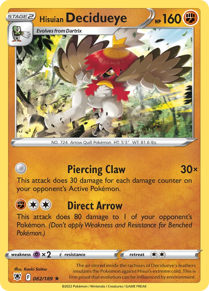 Hisuian Decidueye #82 Astral Radiance Pokemon card