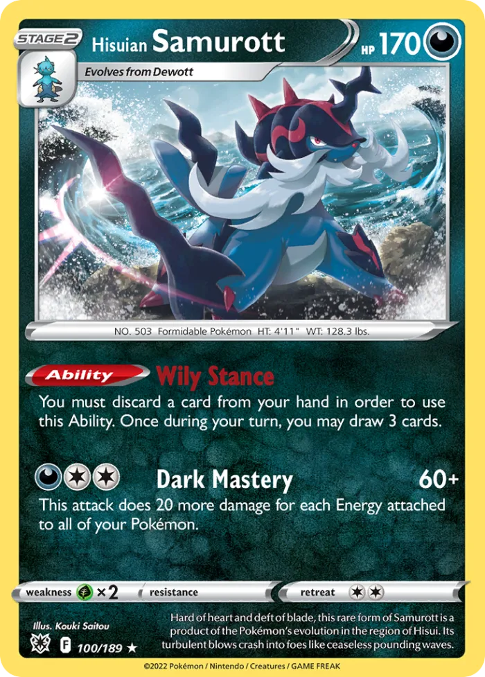 Hisuian Samurott #100 Astral Radiance Pokemon card
