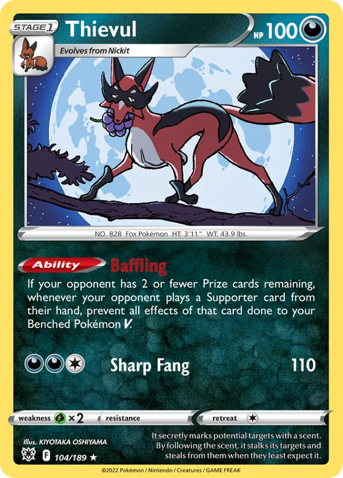 Thievul #104 Astral Radiance Pokemon card