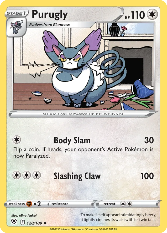 Purugly #128 Astral Radiance Pokemon card