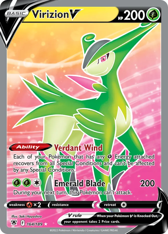 Virizion V #164 Astral Radiance Pokemon card