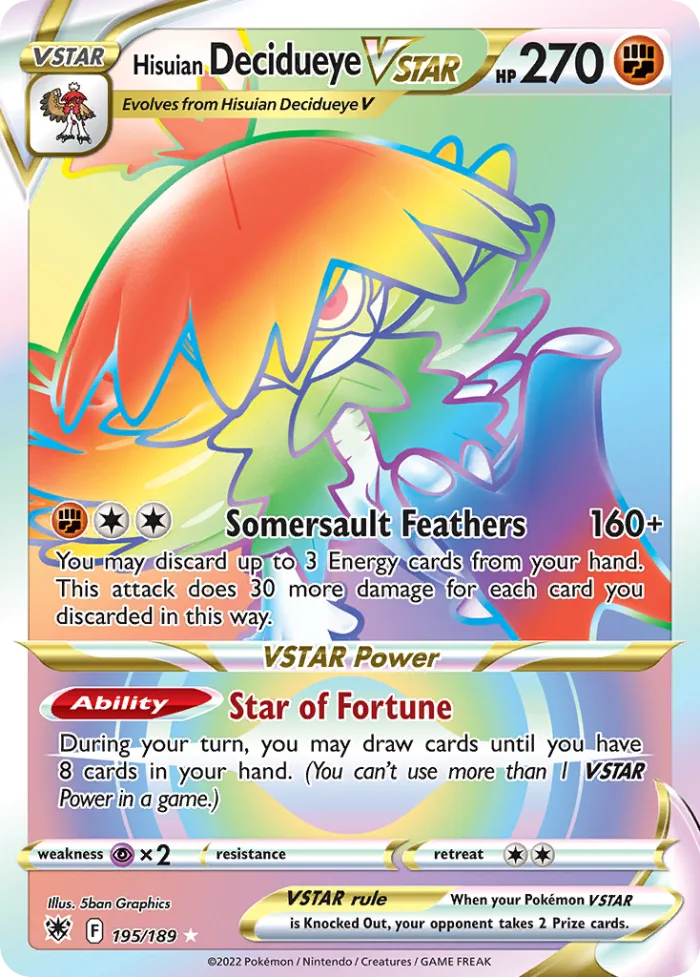 Hisuian Decidueye VSTAR #195 Astral Radiance Pokemon card