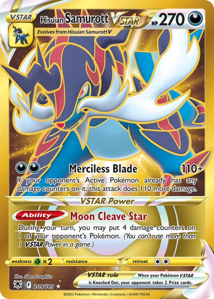 Hisuian Samurott VSTAR #209 Astral Radiance Pokemon card