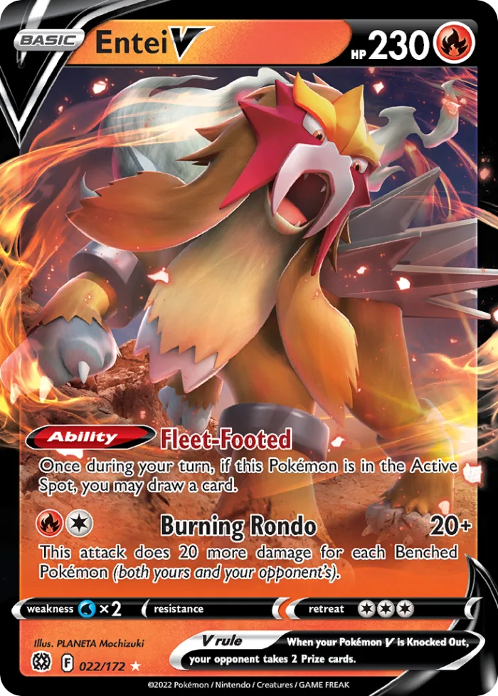 Entei V #22 Brilliant Stars Pokemon card