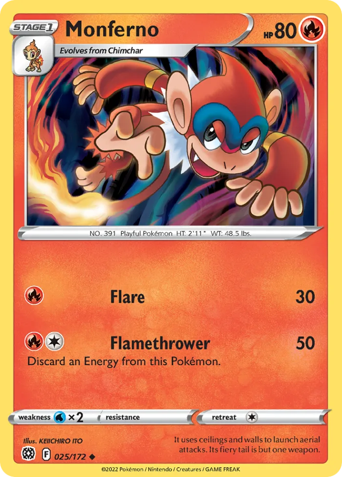 Monferno #25 Brilliant Stars Pokemon card