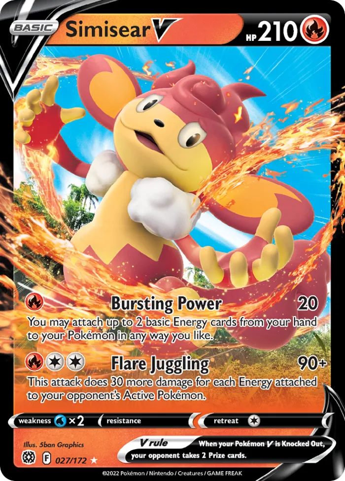 Simisear V #27 Brilliant Stars Pokemon card