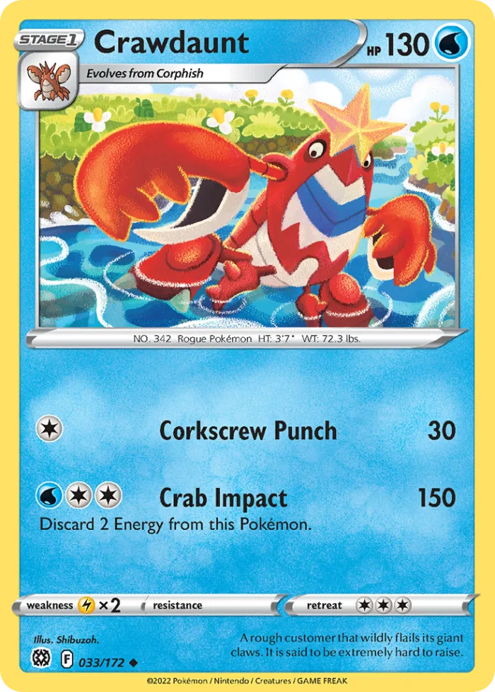 Crawdaunt #33 Brilliant Stars Pokemon card
