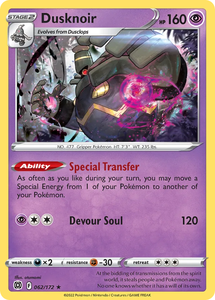 Dusknoir #62 Brilliant Stars Pokemon card