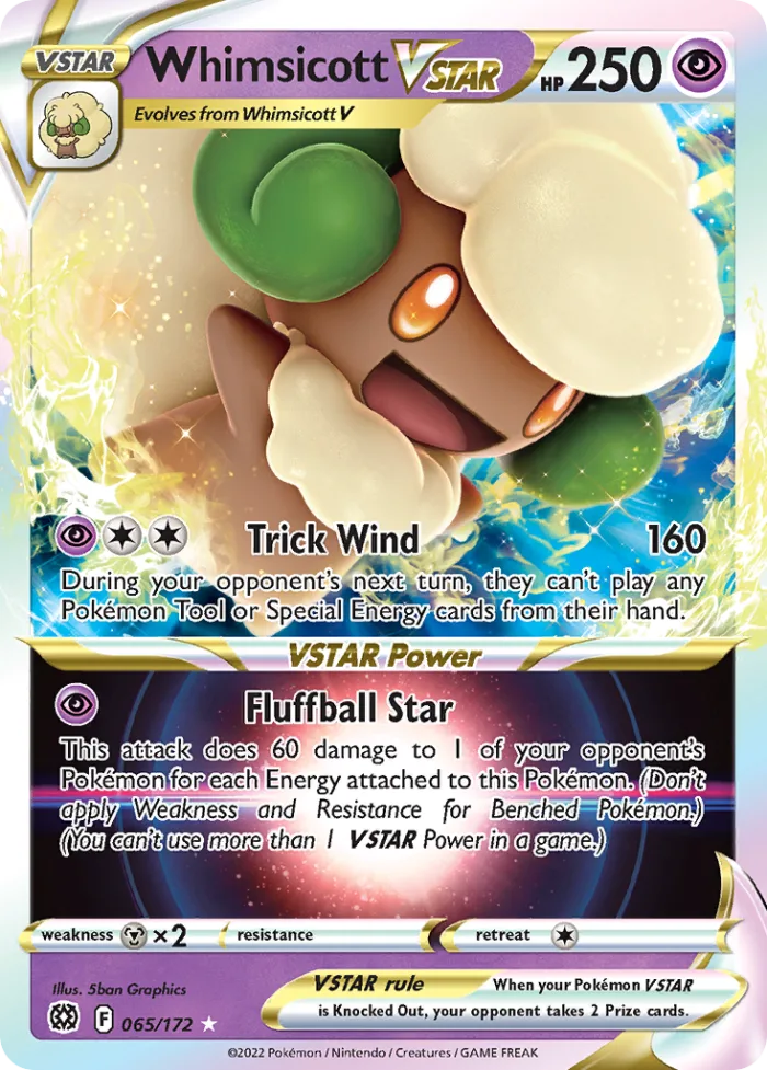 Whimsicott VSTAR #65 Brilliant Stars Pokemon card