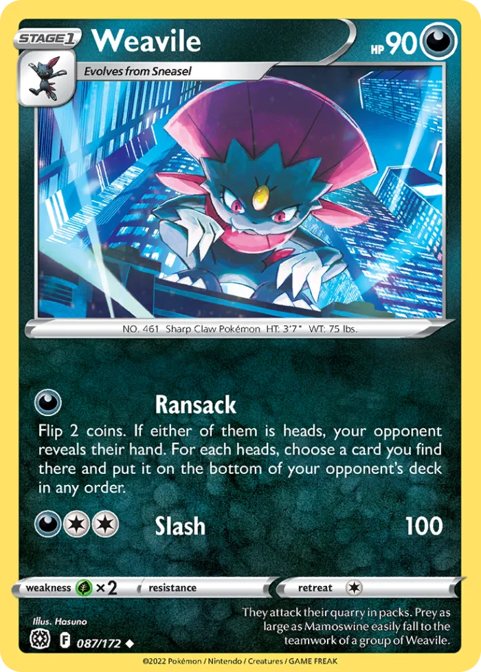 Weavile #87 Brilliant Stars Pokemon card
